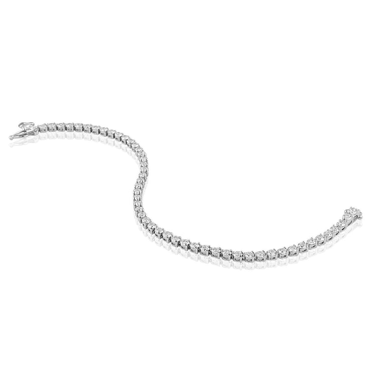 Bracelet Tennis Femme 3.50 Carats Petits Naturel Diamants Or Blanc 14K Neuf
