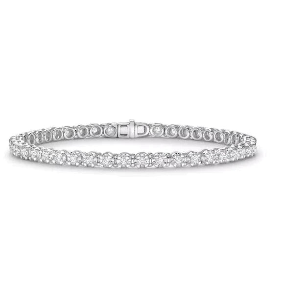 Bracelet Tennis Femme 4.50 Ct Or Blanc 14K Naturel Diamant Rond Monture