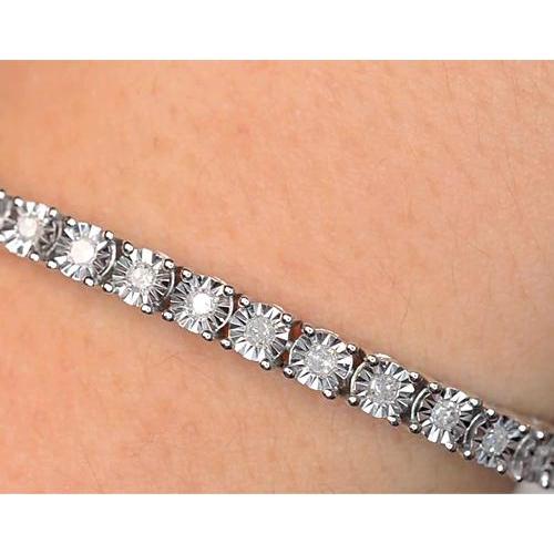 Bracelet Tennis Femme Réel Diamant Or Blanc 5 Carats 14K Montage Taille Diamant