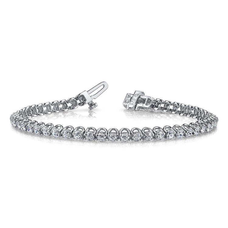 Bracelet Tennis Lien Scoop À 7,50 Ct De Naturel Diamants Ronds 14K D'Or Blanc