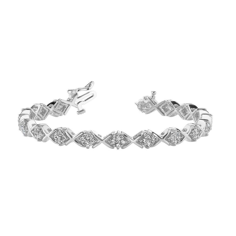 Bracelet Tennis Magnifique En Or Blanc Brillant à 7,20 Carats De Naturel Diamants Ronds