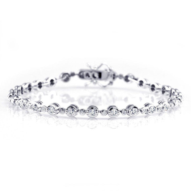 Bracelet Tennis Magnifique à 4,20 Ct De Réel Diamants Ronds 14K D'Or Blanc