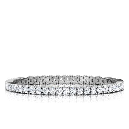 Bracelet Tennis Naturel Diamant Rond 6.30 Carats Or Blanc Joaillerie Fine