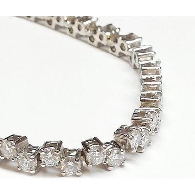 Bracelet Tennis Naturel Diamant Taille Ronde 15 Carats Or Blanc 14K Joaillerie Fine