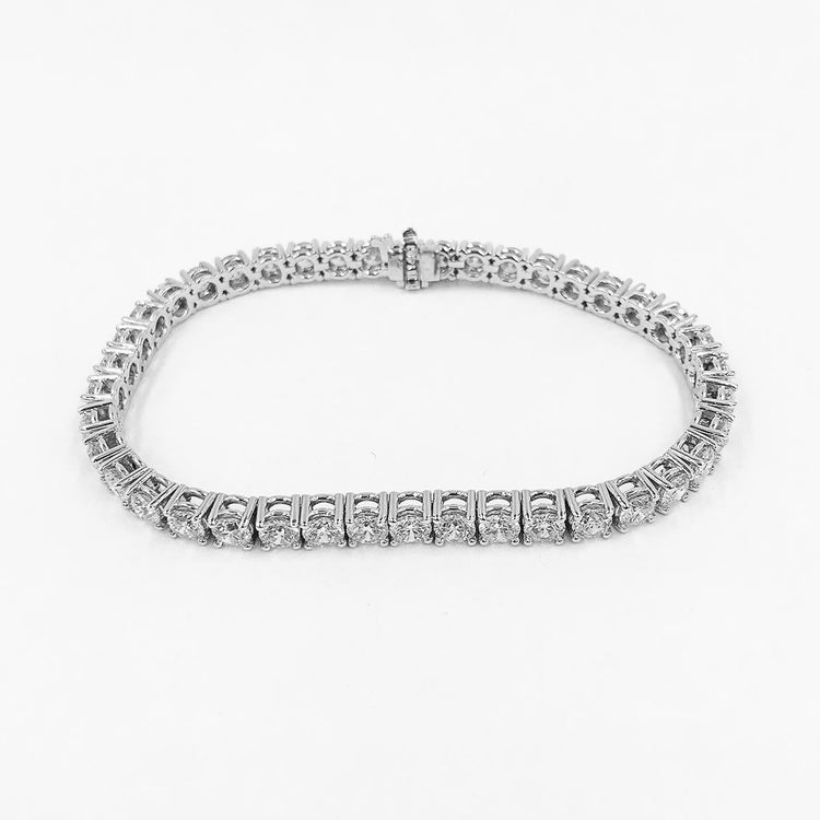 Bracelet Tennis Naturel Diamants Ronds Scintillants 8 Carats Or Blanc