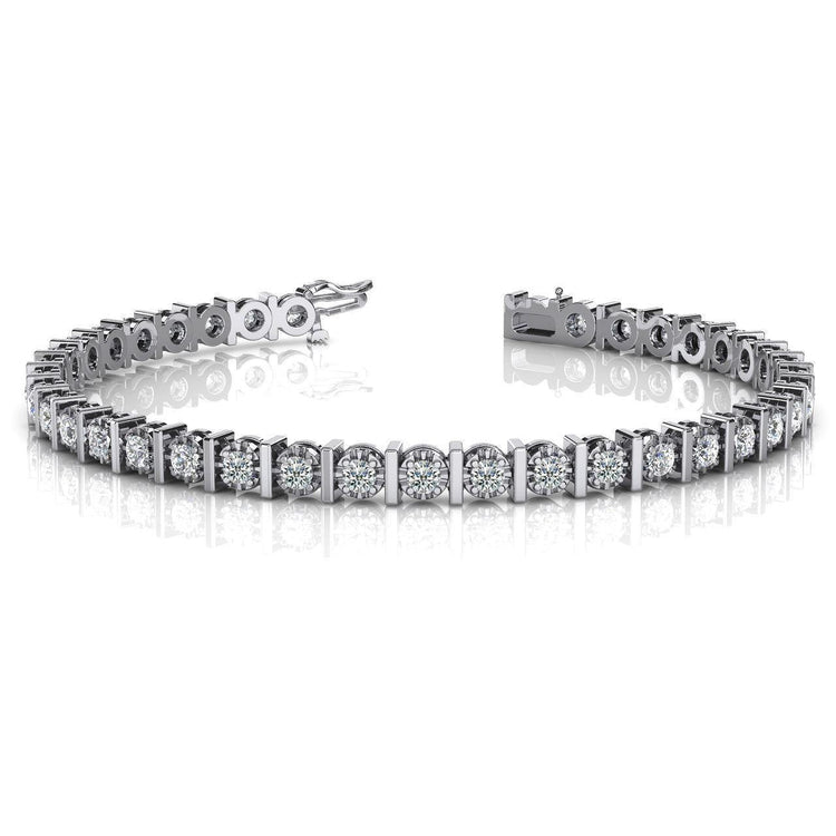 Bracelet Tennis Naturel Diamants Sertis Illusion À Griffes Rondes De 8 Ct