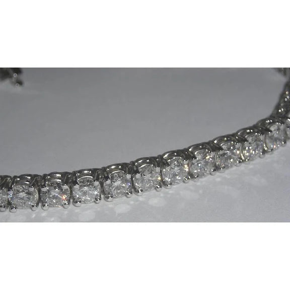 Bracelet Tennis Neuf à 9,50 Carats De Réel Diamants Ronds 14K D'Or Blanc