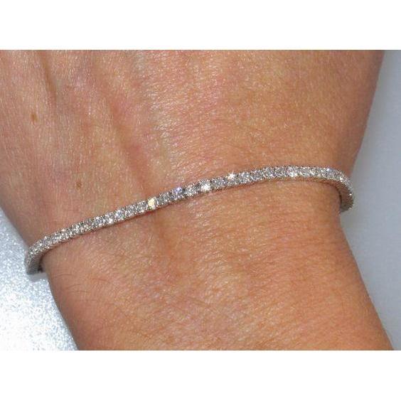 Bracelet Tennis Or Blanc 14K 10.50 Carats Magnifiques Réel Diamants Ronds