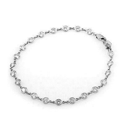 Bracelet Tennis Or Blanc 14K Réel Diamant Rond Par Yard 3 Ct