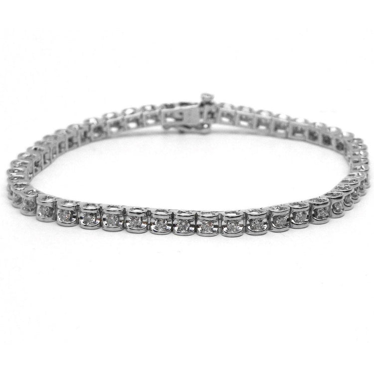 Bracelet Tennis Pour Femme À 8,15 Carats De Naturel Diamants Ronds 14K D'Or Blanc Fin