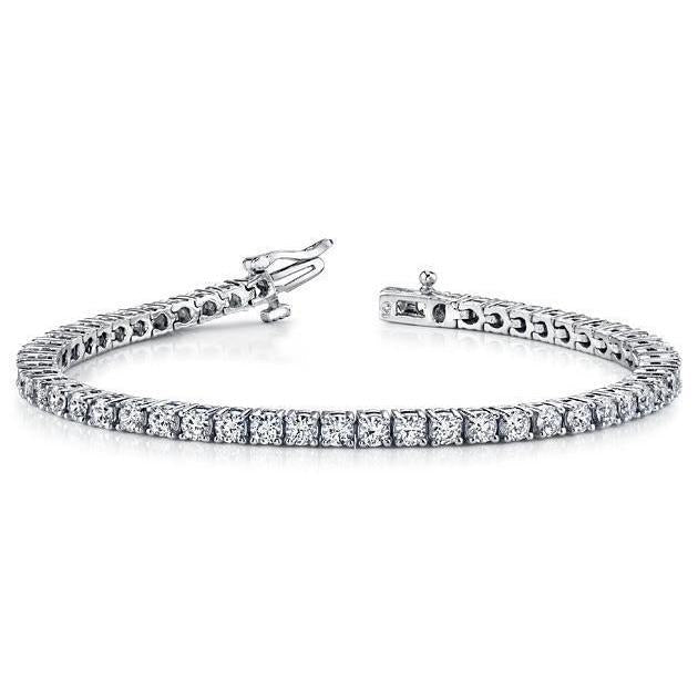 Bracelet Tennis Pour Femmes A 5,30 Carats De Réel Diamand Ronds 14K D'Or Blanc