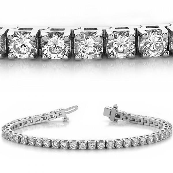 Bracelet Tennis Pour Femmes A 7,40 Carats De Véritable Diamants Ronds 14K D'Or Blanc
