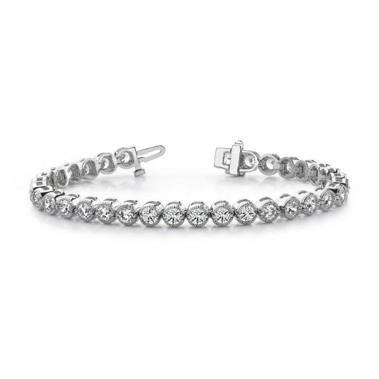 Bracelet Tennis Pour Femmes à 6 Carats De Véritable Diamants 14K D'Or Blanc