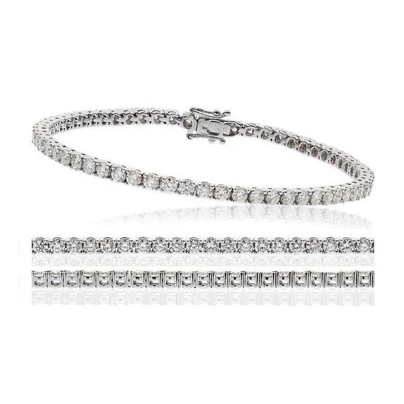 Bracelet Tennis Pour Femmes à 6,50 Carats De Réel Diamants Ronds 14K D'Or Blanc