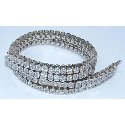 Bracelet Tennis Réel Diamant 2 Rangs 26 Carats