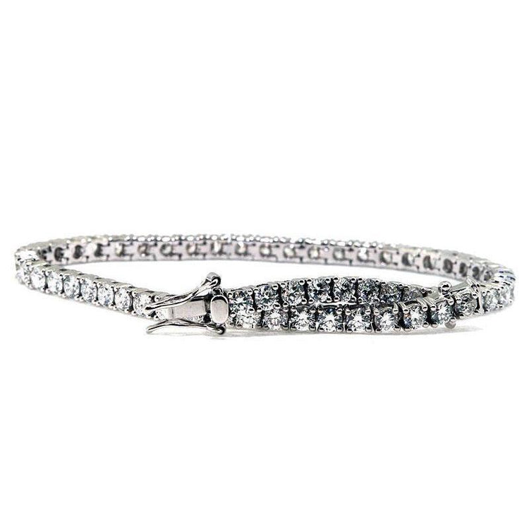 Bracelet Tennis Réel Diamant Fine A 3,60 Carats Ronds 14K D'Or Blanc