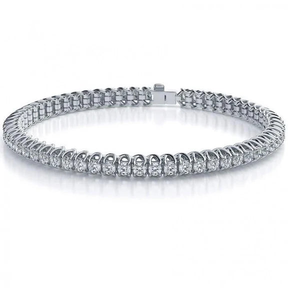 Bracelet Tennis Réel Diamant Or Blanc Taille Ronde Scintillant 5 Carats