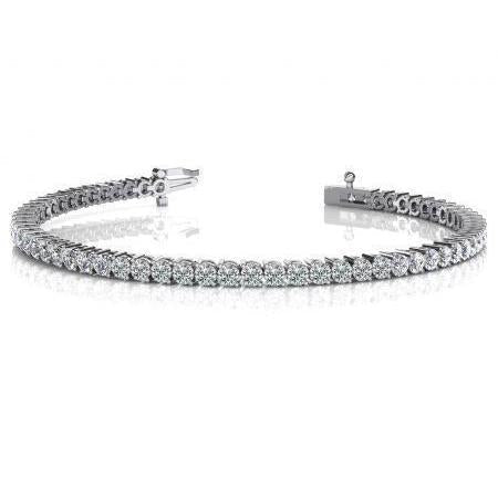 Bracelet Tennis Réel Diamant Rond Blanc Serti 2 Griffes Or Massif 6 Carats