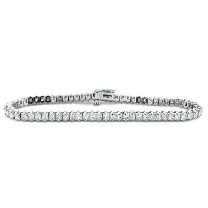Bracelet Tennis Réel Diamant Taille Princesse En Or Blanc 14 Carats Serti De Griffes 7 Ct