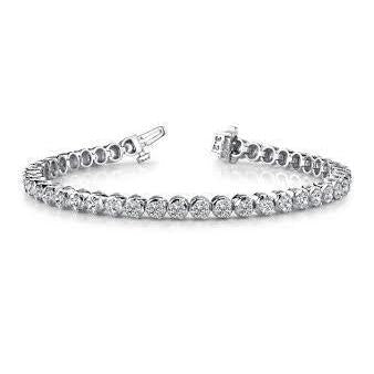 Bracelet Tennis Réel Diamant Taille Ronde Bijoux Or Blanc 14K 14.44 Carats