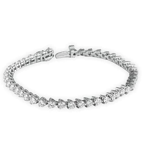 Bracelet Tennis Réel Diamants Coupe Ronde 5.40 Carats Serti Griffes Or Blanc