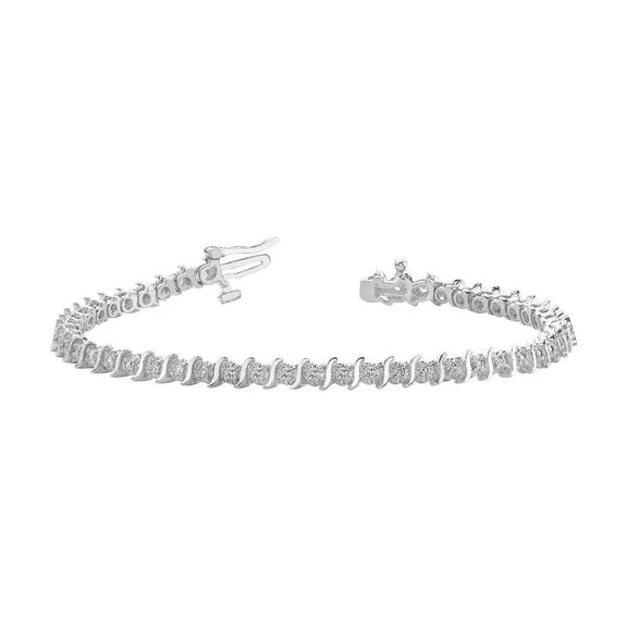 Bracelet Tennis Réel Diamants Etincelants De 4.50 Cts En Or Blanc Coupe Ronde