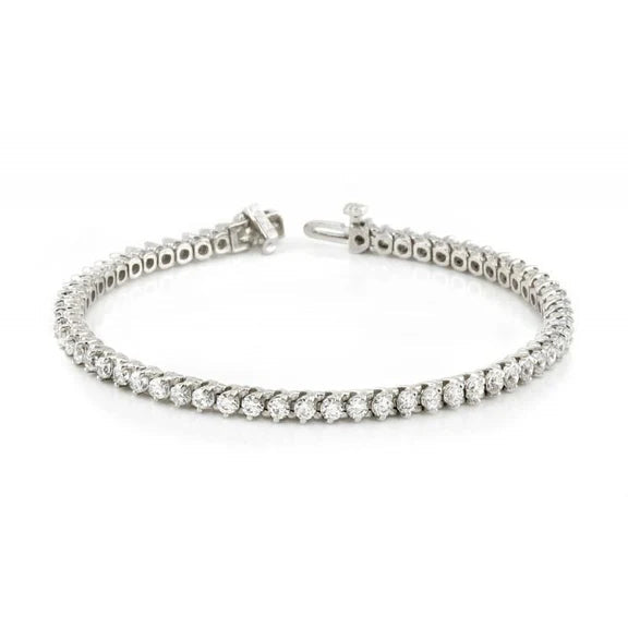 Bracelet Tennis Réel Diamants Ronds 6 Carats Or Blanc 14K Joaillerie Neuf