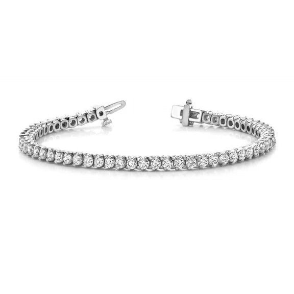 Bracelet Tennis Réel Diamants Ronds 6 Carats Or Blanc 14K Joaillerie Neuf