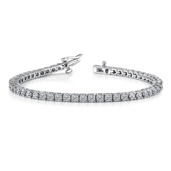 Bracelet Tennis Réel Diamants Ronds Scintillants Or Blanc 5 Carats