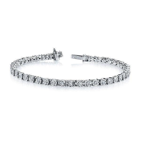 Bracelet Tennis Scintillant 6 Carats Véritable Diamants Ronds Or Blanc 14K
