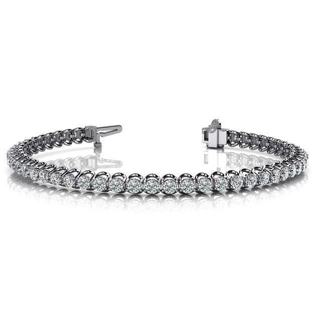 Bracelet Tennis Scintillant 6.30 Carats Naturel Diamants Neuf WG 14K
