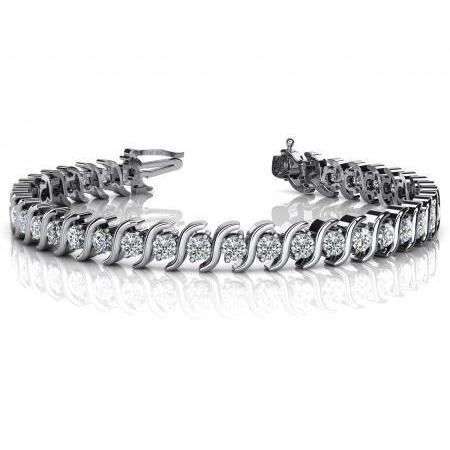 Bracelet Tennis Superbe En Or Blanc De Style S à 8,75 Carats De Réel Diamants