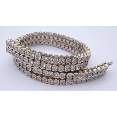 Bracelet Tennis Tapis Réel Diamants Lunette Ronde Sertie 7.20 Carats