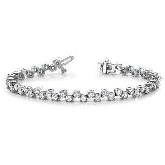 Bracelet Tennis Véritable Diamant Fin De Forme Ronde Solide Wg 14K 6.48 Ct