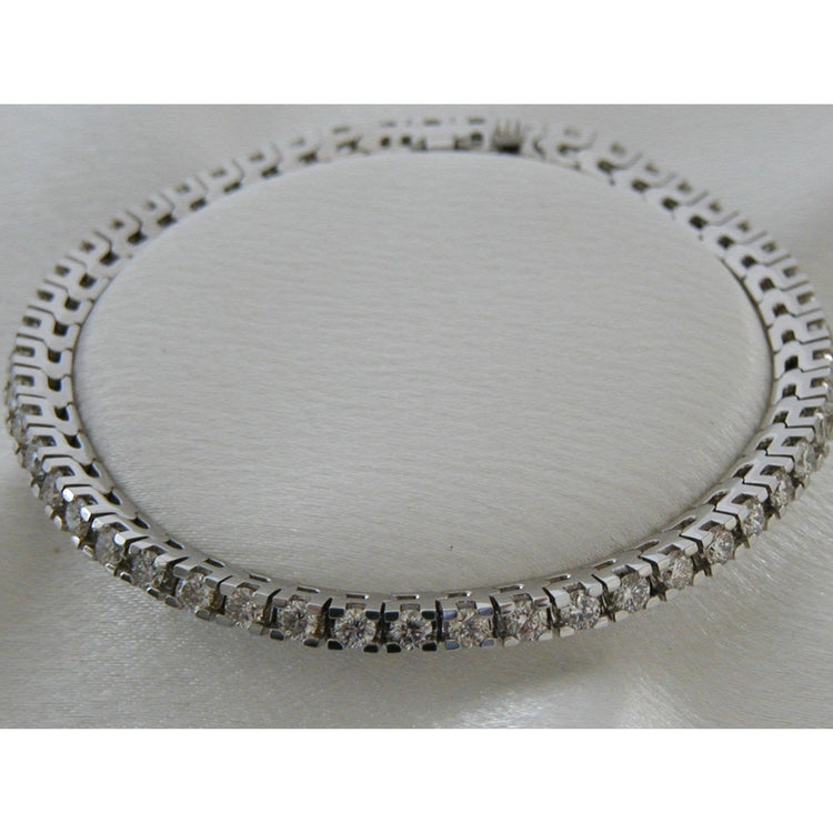 Bracelet Tennis Véritable Diamant Rond Scintillant 7 Carats Or Blanc 14K