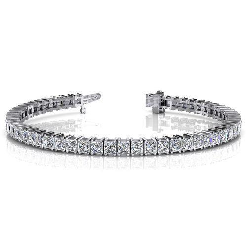 Bracelet Tennis Wg 14K Princess Cut Sparkling 11 Carats Réel Diamants