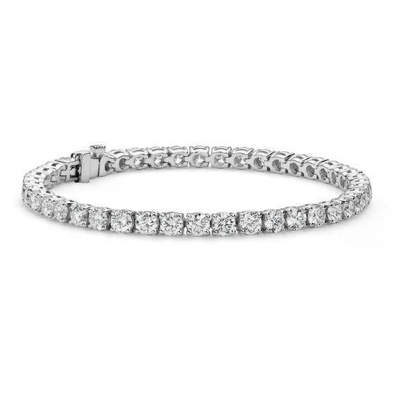 Bracelet Tennis à 10 Carats De Naturel Diamants Ronds 14K D'Or Blanc Avec Griffes
