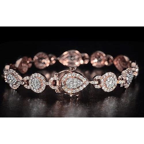 Bracelet Tennis à 10 Carats De Réel Diamants Ronds Bijoux En Or Rose Pour Femme