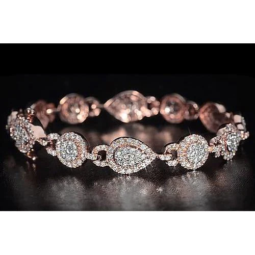 Bracelet Tennis à 10 Carats De Réel Diamants Ronds Bijoux En Or Rose Pour Femme