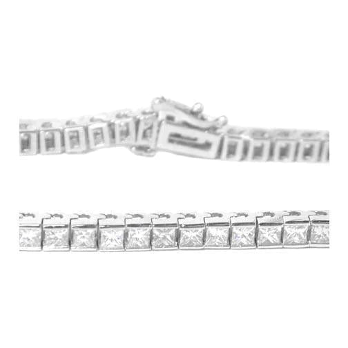 Bracelet Tennis à 10,50 Carats De Réel Diamants Princesses 14K D'Or Blanc Solide