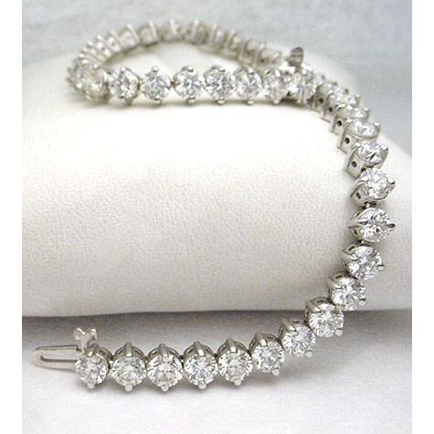 Bracelet Tennis à 10,50 Ct à Réel Diamants Ronds 14K D'Or Blanc Avec Griffe
