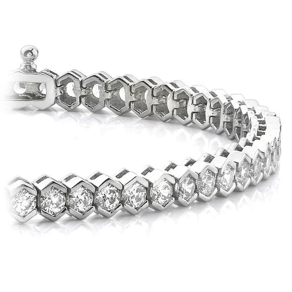 Bracelet Tennis à 10,50 Cts De Réel Diamants Ronds Bijoux Fine à 14K D'Or Blanc