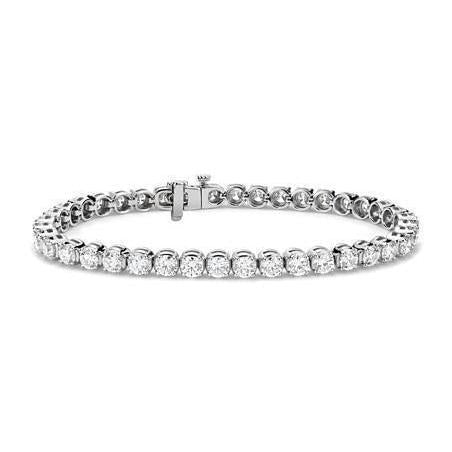 Bracelet Tennis à 12 Carats De Véritable Diamants Bijoux Fine En 14K d'Or Blanc