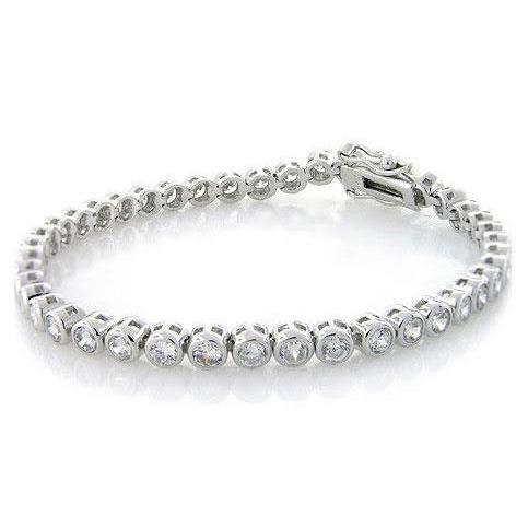 Bracelet Tennis à 12 Ct De Réel Diamants Ronds 14K D'Or Blanc Bijoux Pour Femmes