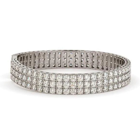 Bracelet Tennis à 16,85 Carats De Réel Diamants Ronds Et 153 Pierres 14K d'Or Blanc