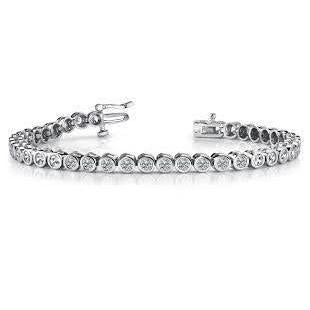 Bracelet Tennis à 17,10 Carats De Naturel Diamants Ronds Bijoux En 14K D'Or Blanc