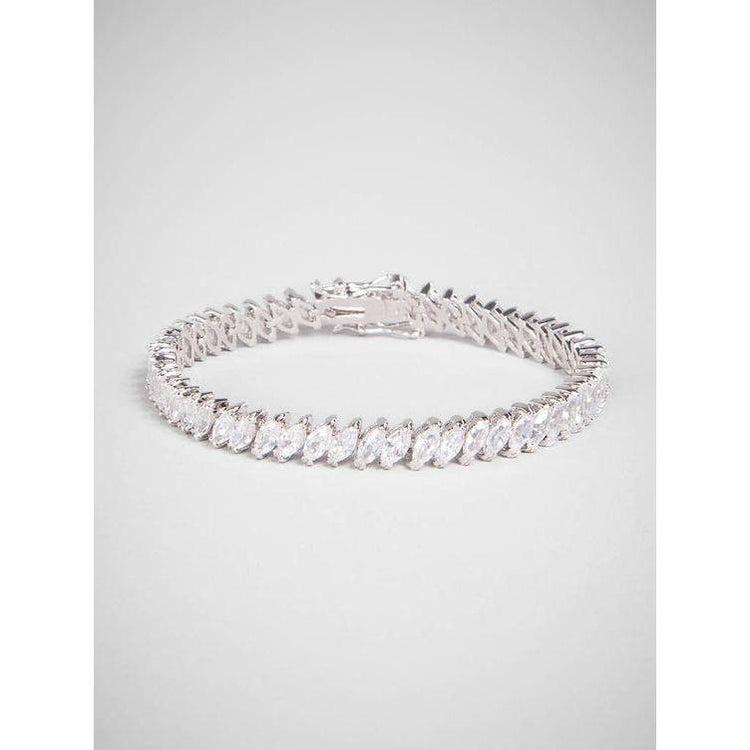 Bracelet Tennis à 20 Carats De Véritable Diamants Marquises 14K D'Or Blanc Nouveau