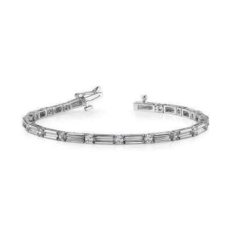 Bracelet Tennis à 2,55 Carats De Réel Diamants Ronds 14K D'Or Blanc