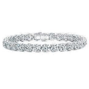 Bracelet Tennis à 28 Ct De Véritable Diamonds Ronds 14K d'Or Blanc