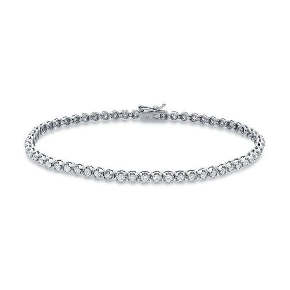 Bracelet Tennis à 3 Carats De Véritable Diamants Ronds 14K D'Or Solide